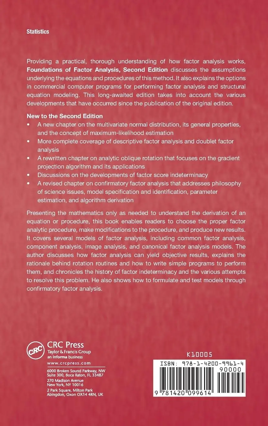 Rückseite: 9781420099614 | Foundations of Factor Analysis | Stanley A Mulaik | Buch | Englisch