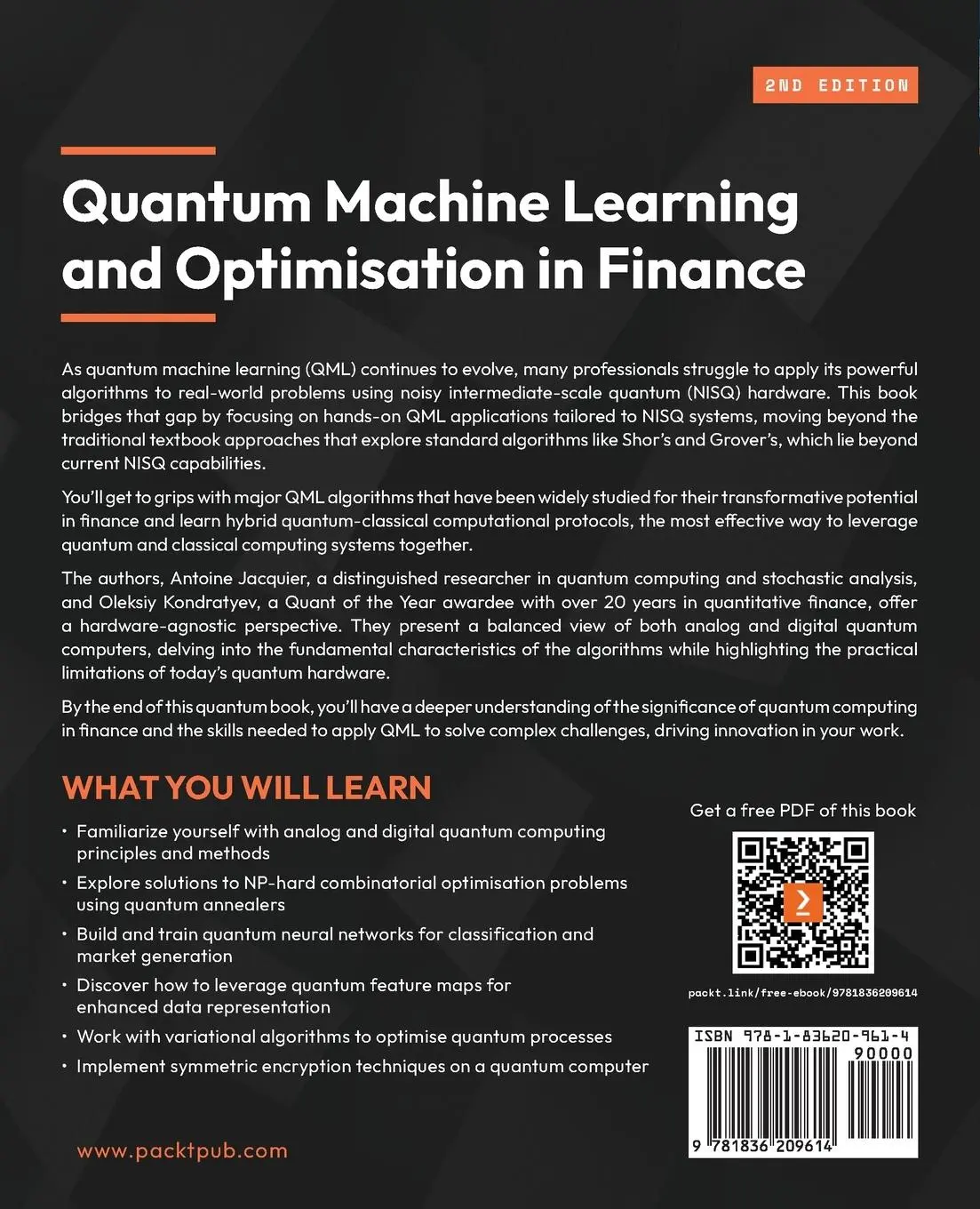 Rückseite: 9781836209614 | Quantum Machine Learning and Optimisation in Finance - Second Edition