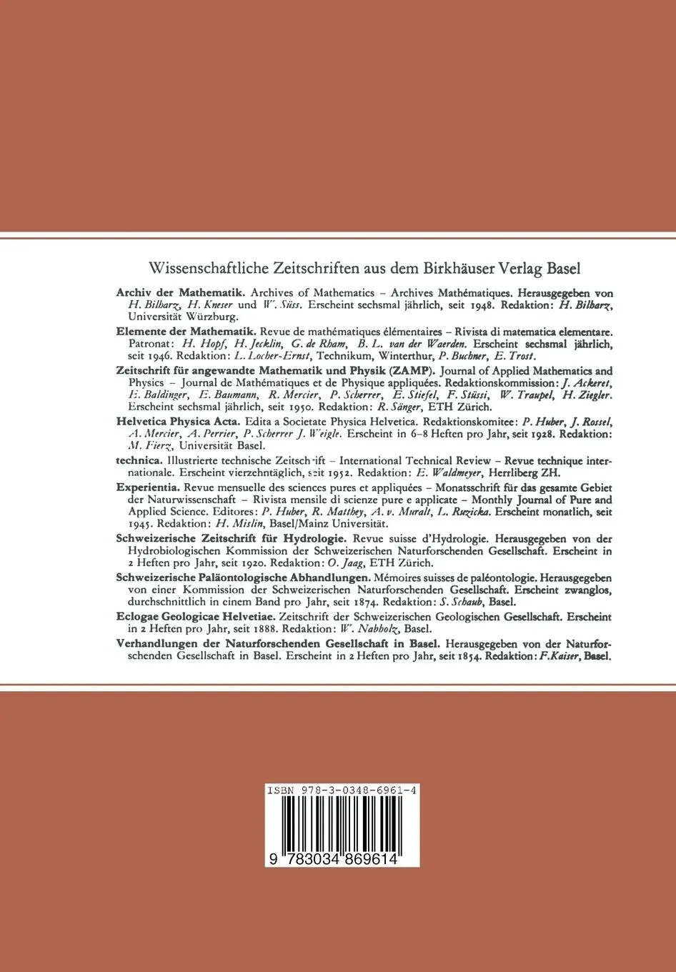 Rückseite: 9783034869614 | Die Transformatoren | M. Vidmar | Taschenbuch | 630 S. | Deutsch