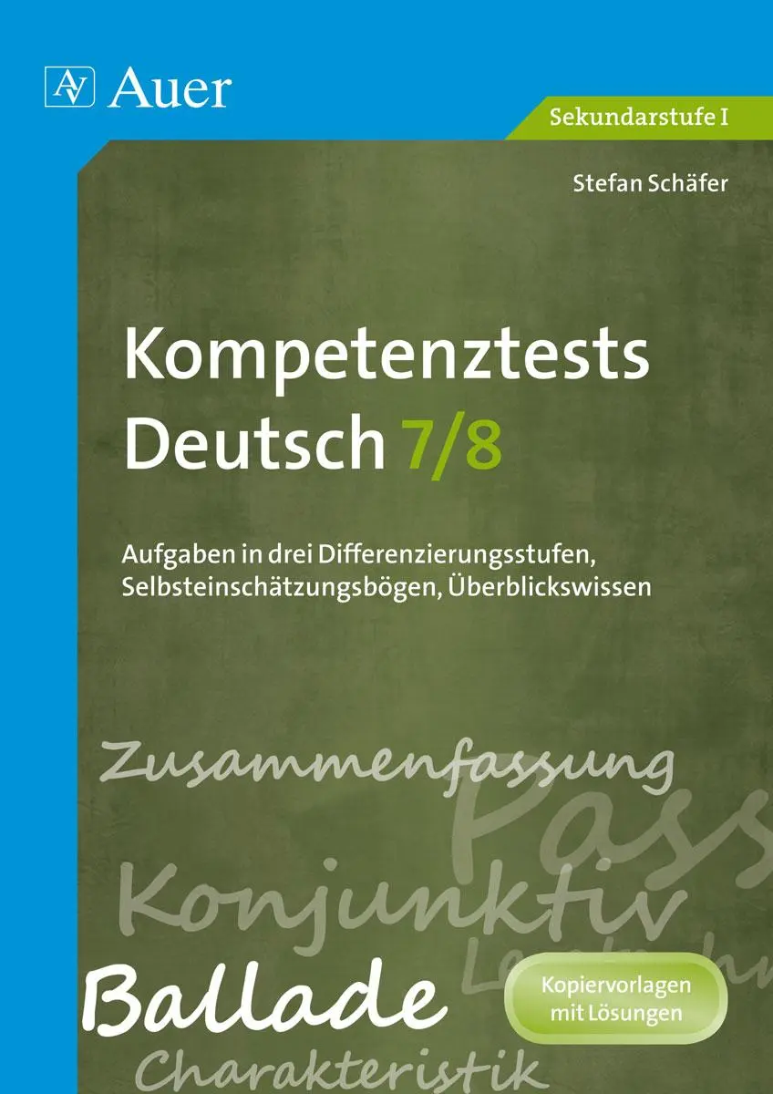 Cover: 9783403069614 | Kompetenztests Deutsch, Klasse 7/8 | Stefan Schäfer | Broschüre | 2012