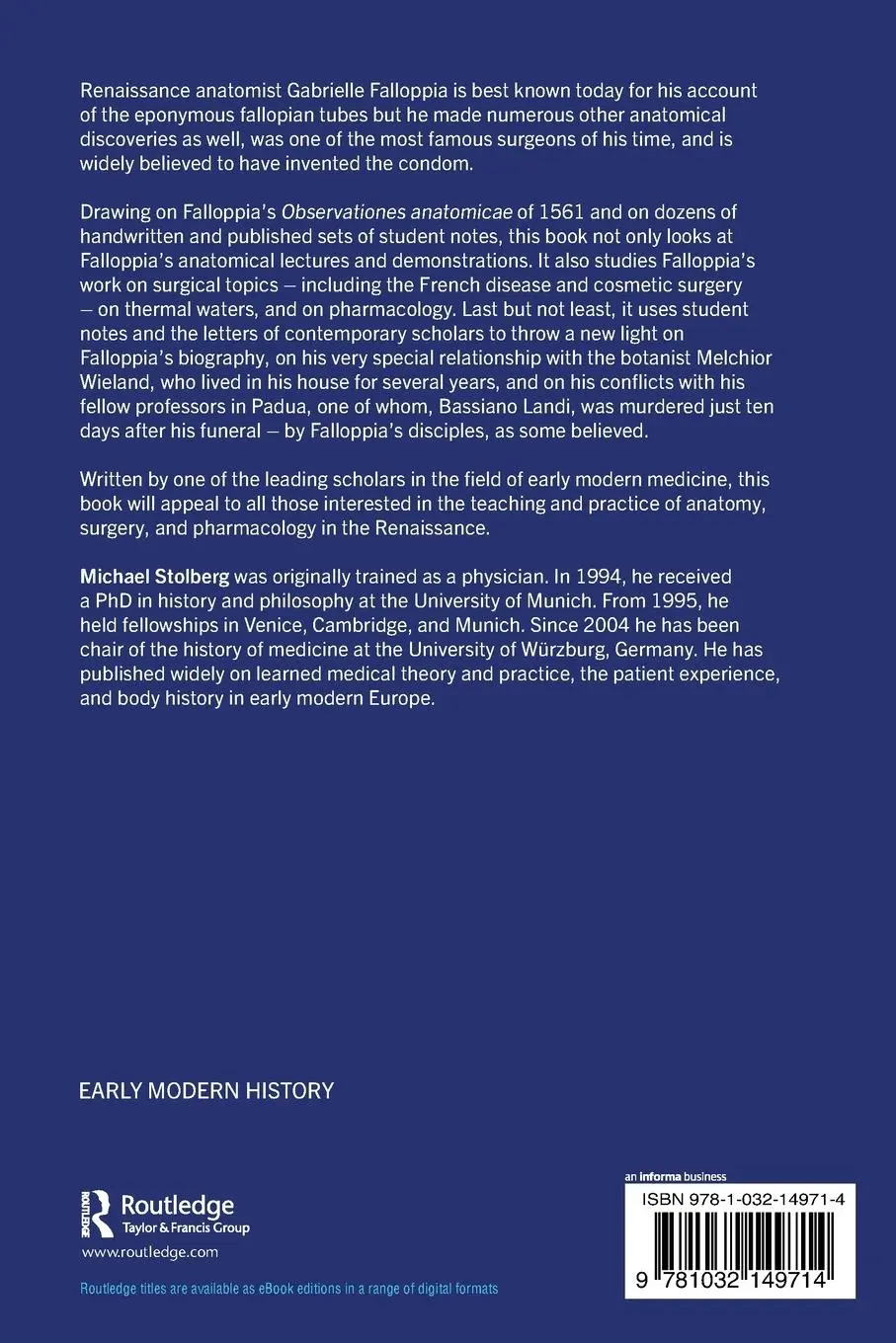 Rückseite: 9781032149714 | Gabrielle Falloppia, 1522/23-1562 | Michael Stolberg | Taschenbuch