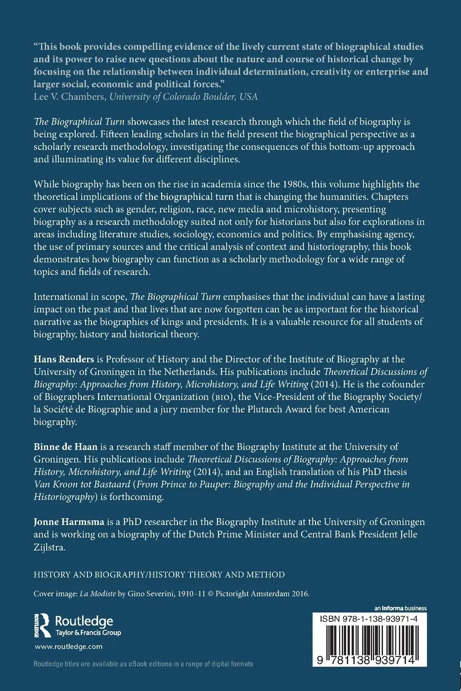 Rückseite: 9781138939714 | The Biographical Turn | Lives in history | Hans Renders (u. a.) | Buch