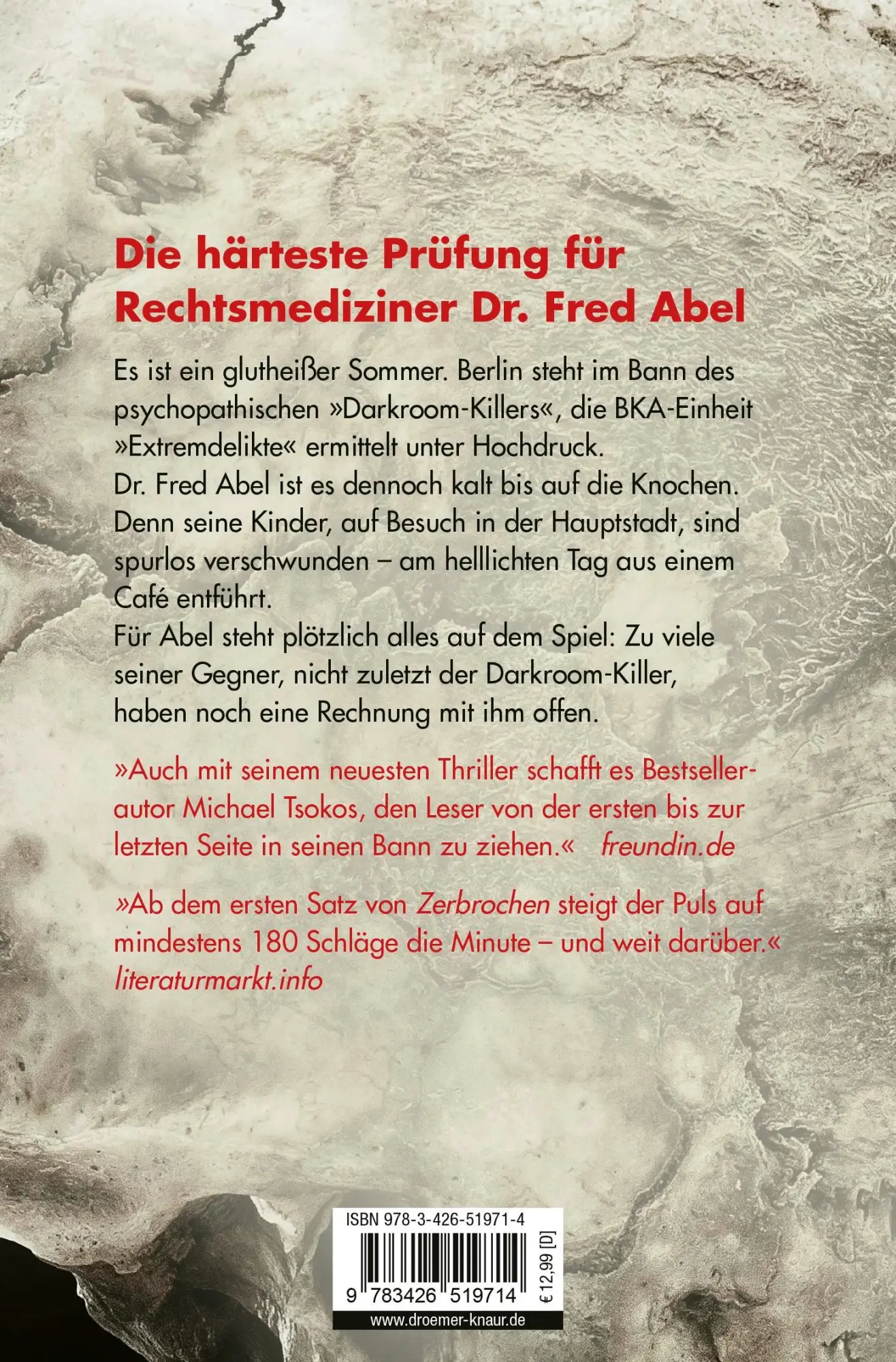 Rückseite: 9783426519714 | Zerbrochen | True-Crime-Thriller | Michael Tsokos (u. a.) | Buch