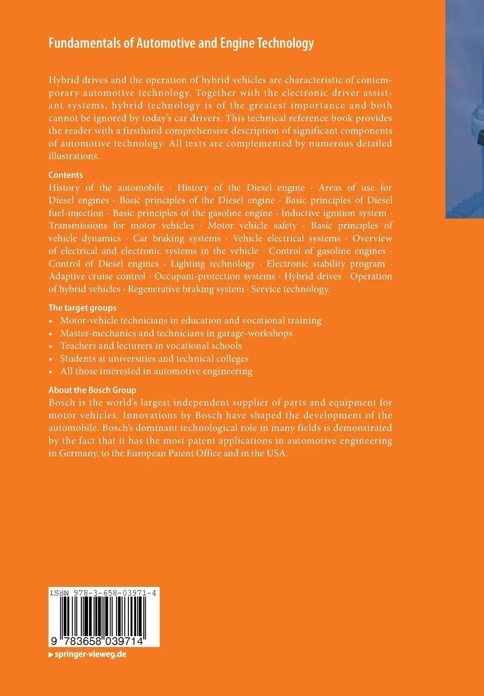 Rückseite: 9783658039714 | Fundamentals of Automotive and Engine Technology | Konrad Reif | Buch