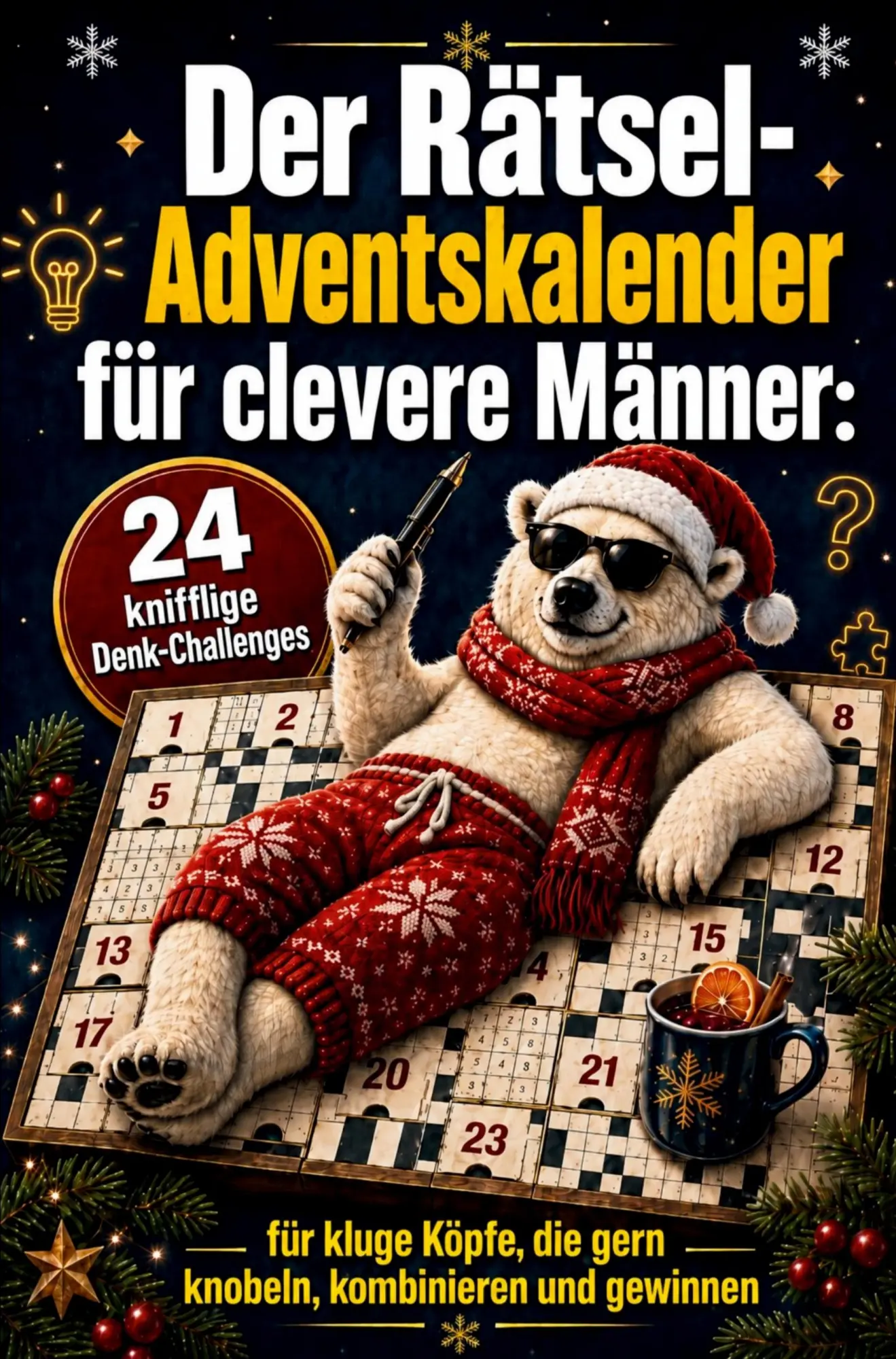 Cover: 9783911099714 | Der Rätsel Adventskalender für clevere Männer | Taschenbuch | Deutsch
