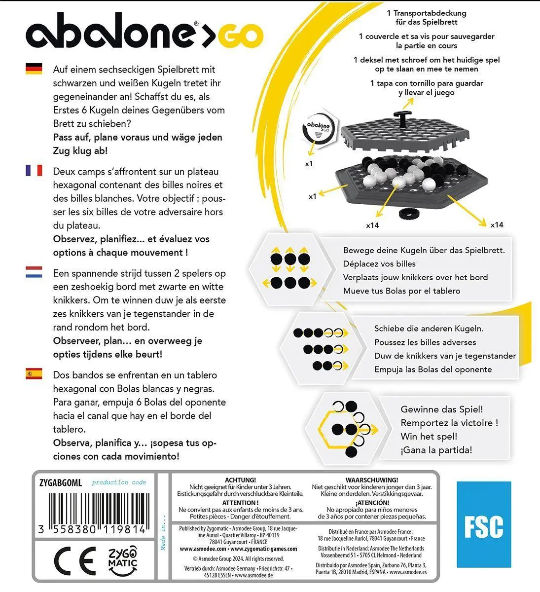 Bild: 3558380119814 | Abalone Go | Michael Lalet (u. a.) | Spiel | ZYGD0042 | Deutsch | 2024