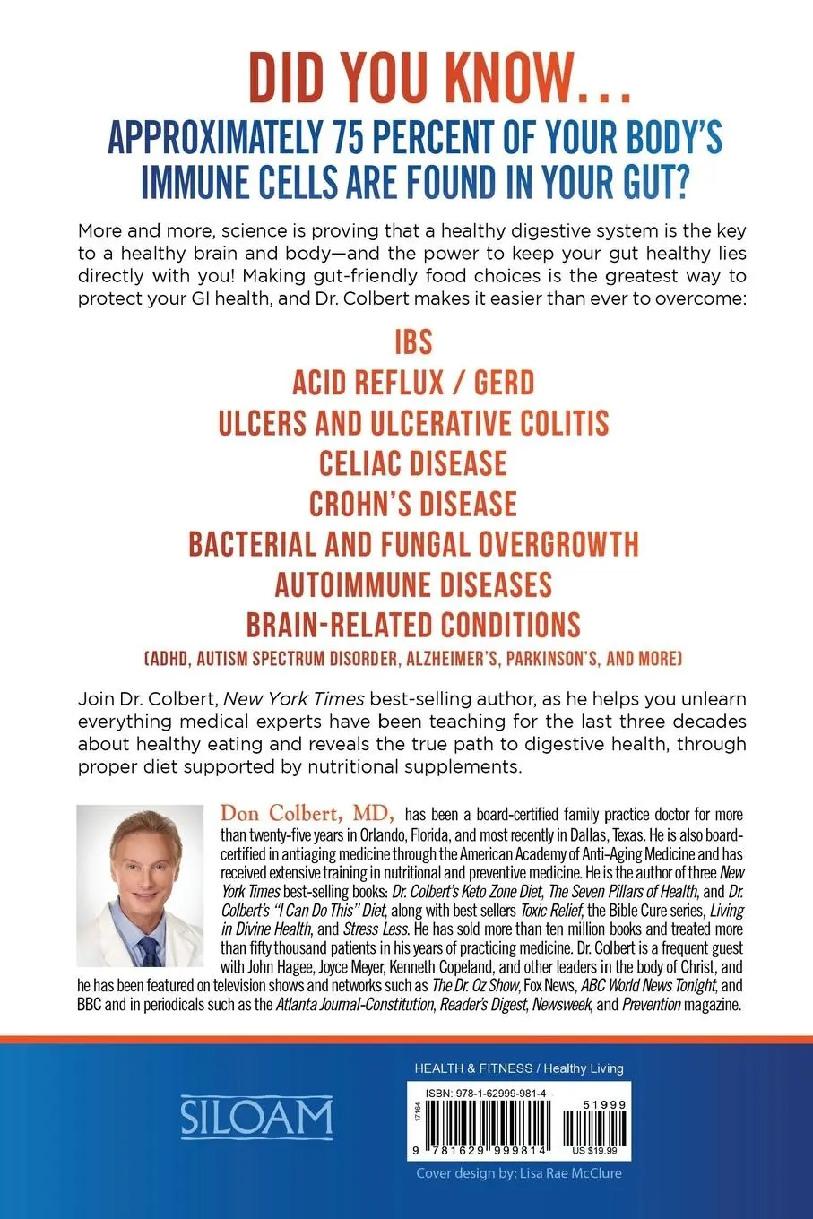 Rückseite: 9781629999814 | Dr. Colbert's Healthy Gut Zone | Don Colbert | Taschenbuch | Englisch