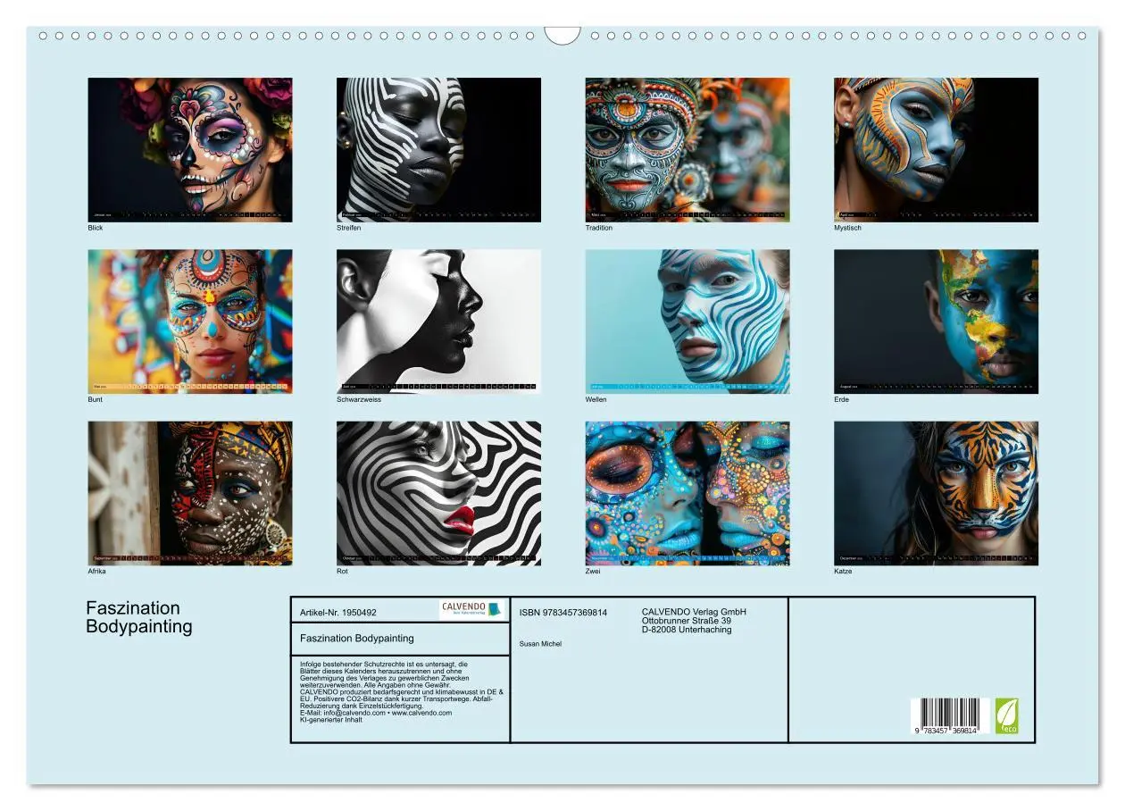 Bild: 9783457369814 | Faszination Bodypainting (Wandkalender 2026 DIN A2 quer), CALVENDO...