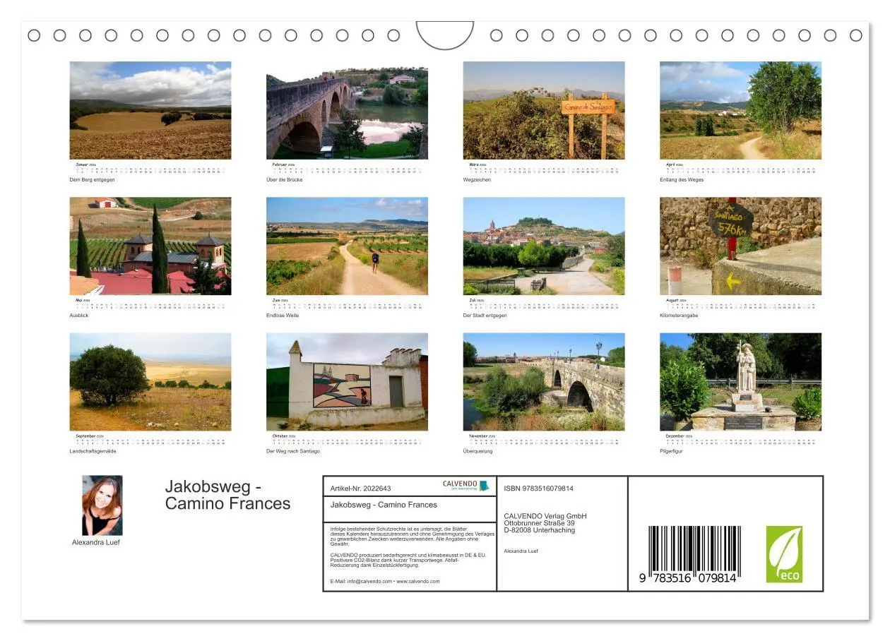 Bild: 9783516079814 | Jakobsweg - Camino Frances (Wandkalender 2026 DIN A4 quer),...