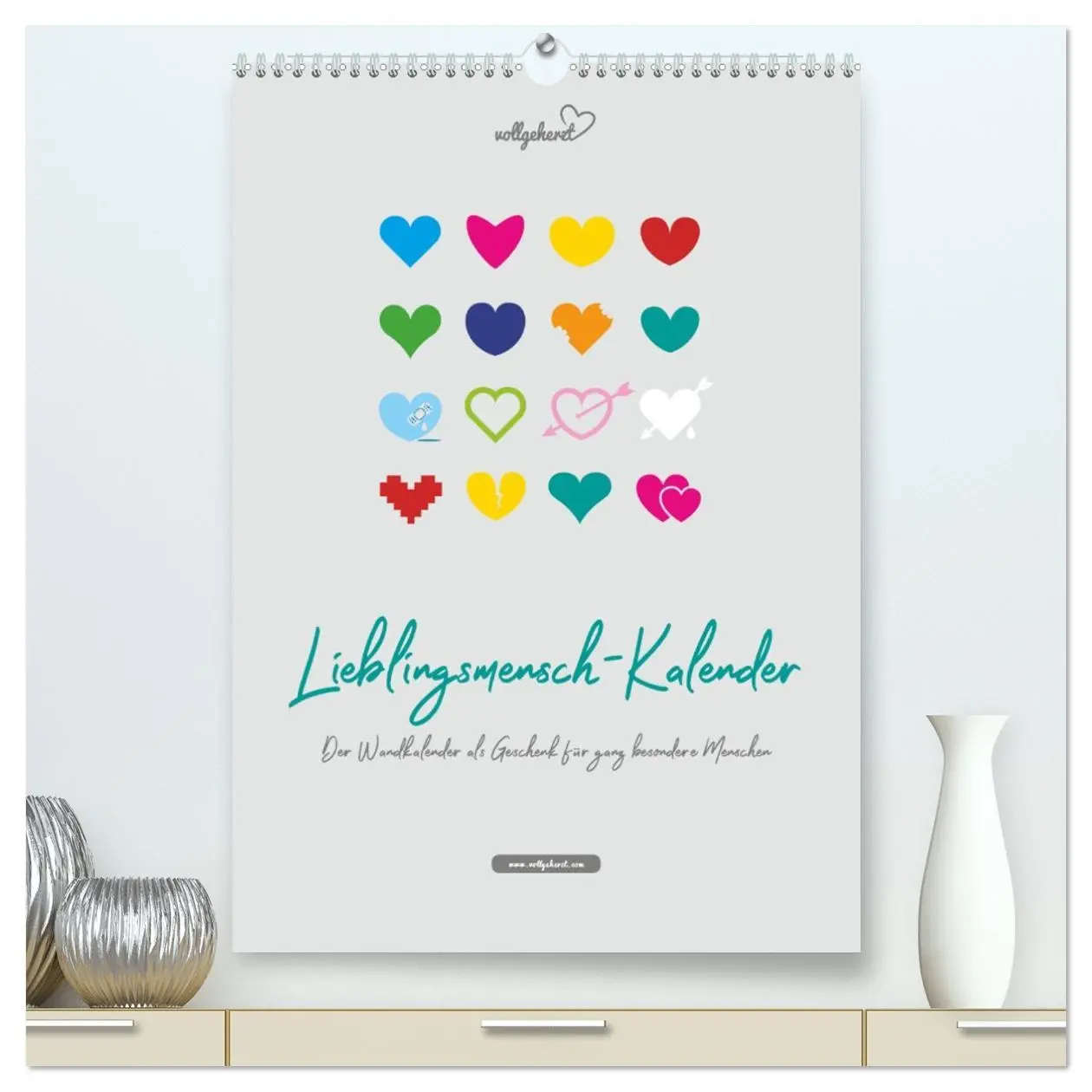 Cover: 9783516389814 | vollgeherzt: Lieblingsmensch-Kalender - Der Wandkalender als...