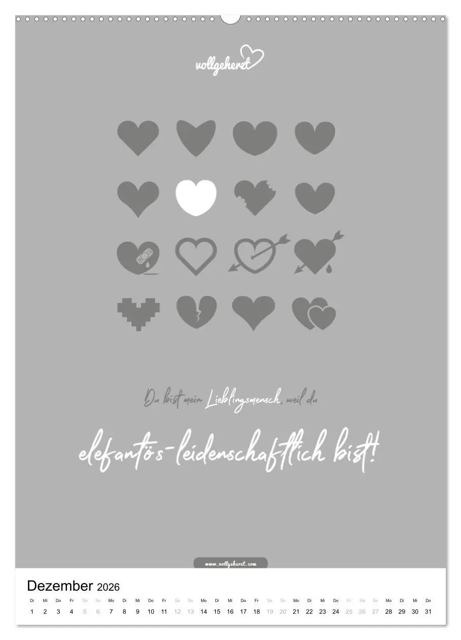 Bild: 9783516389814 | vollgeherzt: Lieblingsmensch-Kalender - Der Wandkalender als...