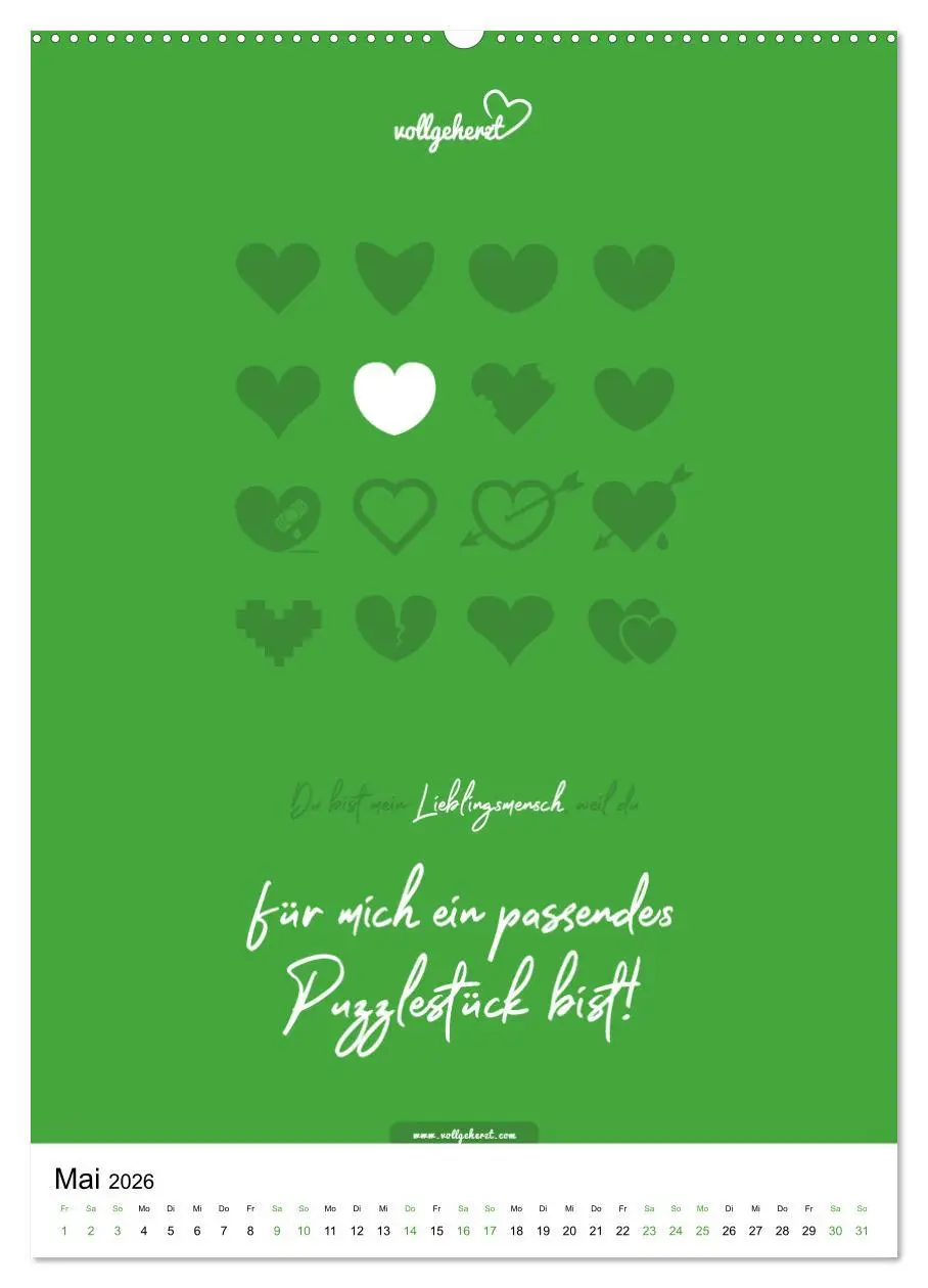Bild: 9783516389814 | vollgeherzt: Lieblingsmensch-Kalender - Der Wandkalender als...