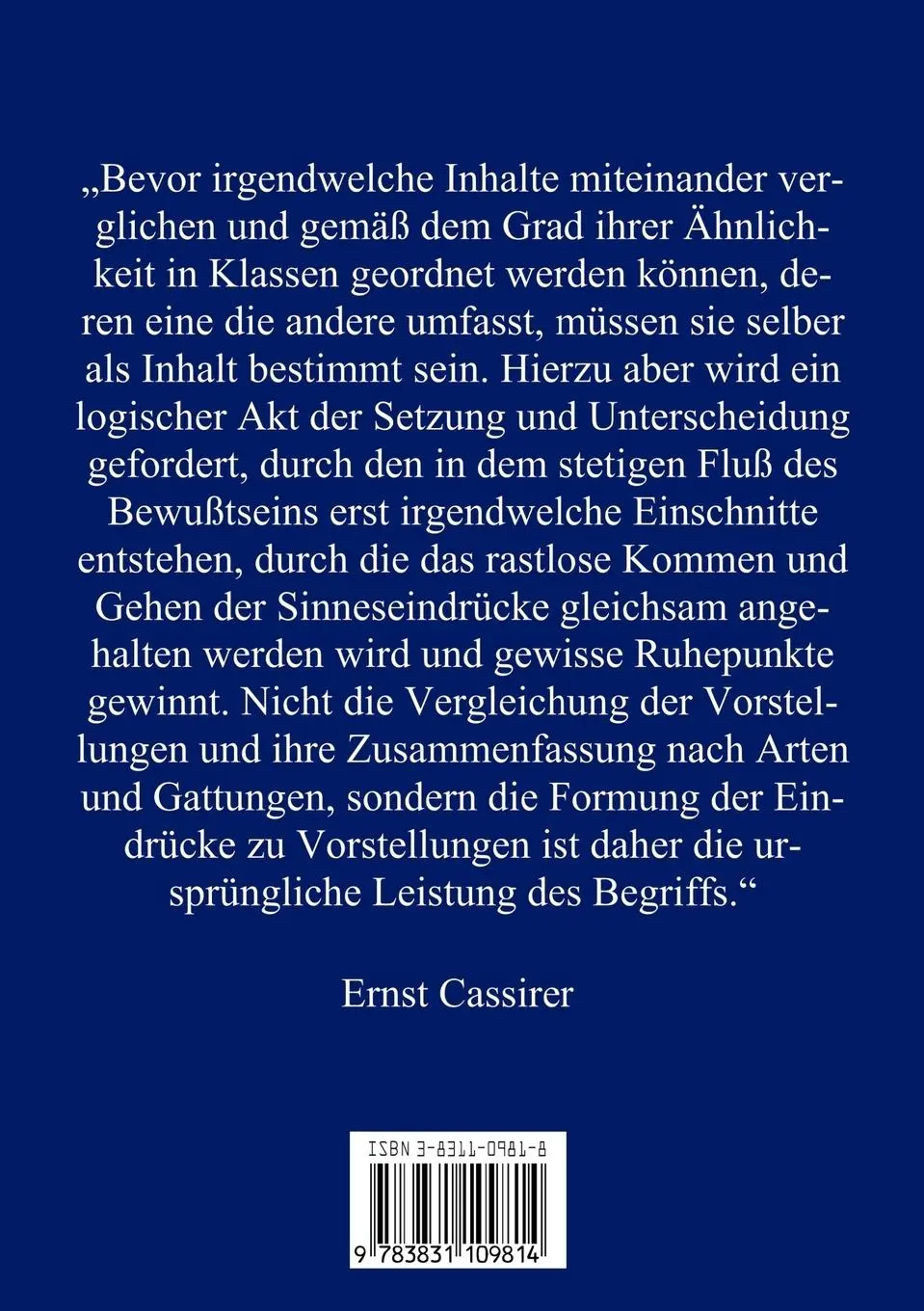 Rückseite: 9783831109814 | Die Begriffstheorie Ernst Cassirers | Björn Kralemann | Taschenbuch