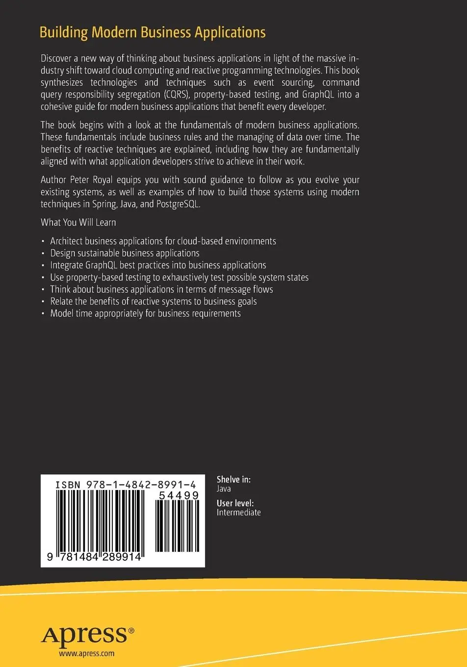 Rückseite: 9781484289914 | Building Modern Business Applications | Peter Royal | Taschenbuch | xx