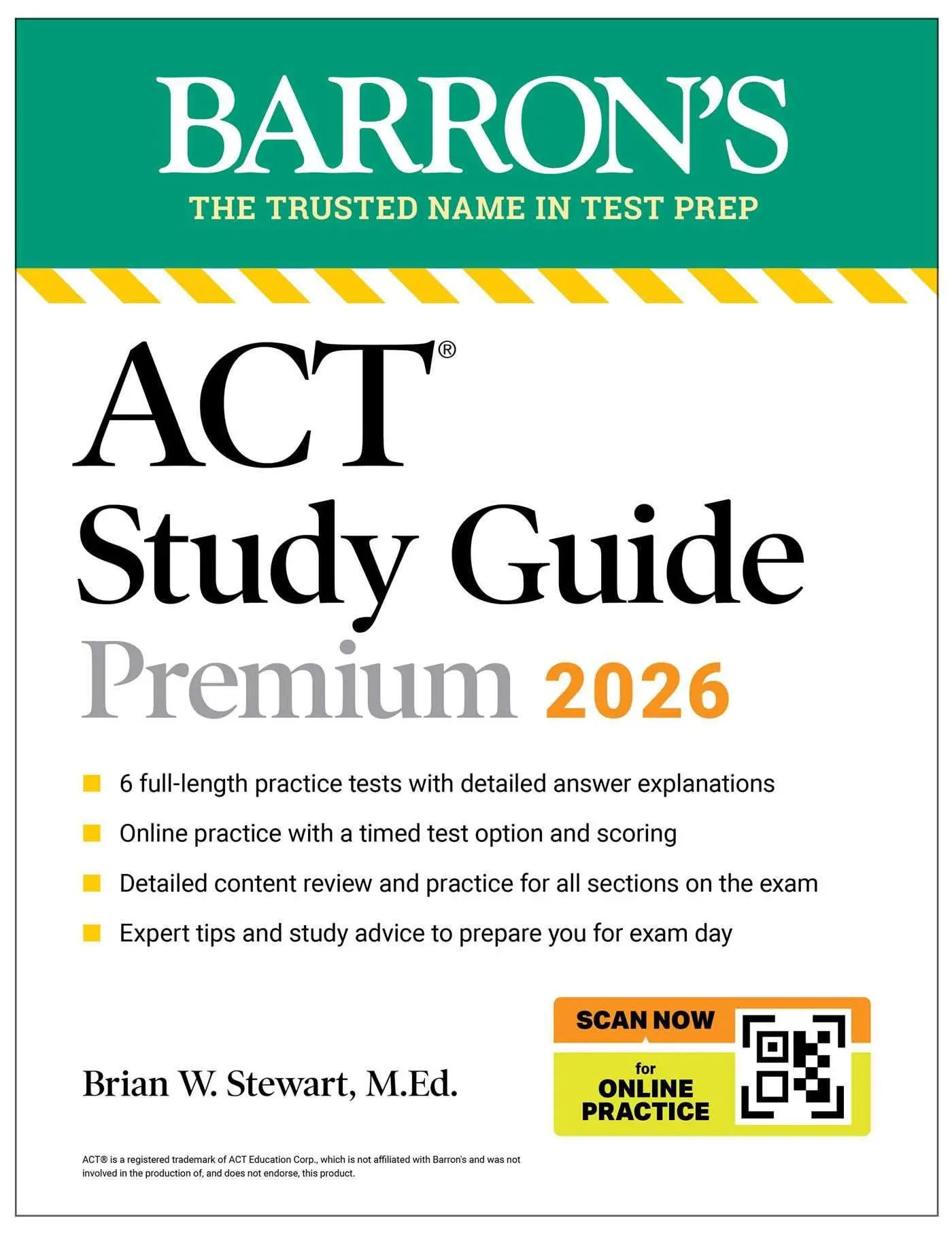 Cover: 9781506299914 | ACT Study Guide Premium, 2026: 6 Practice Tests + Comprehensive...