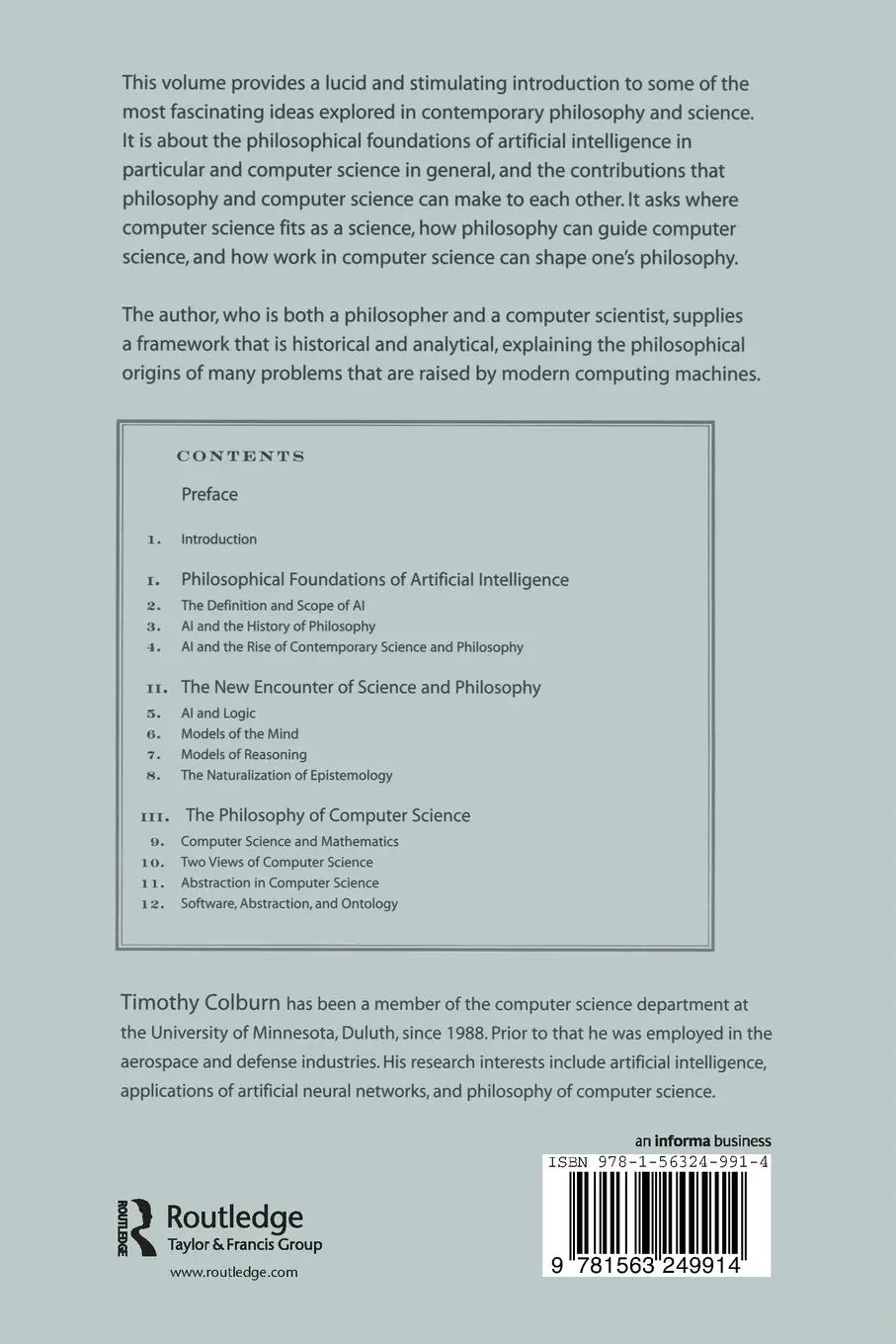 Rückseite: 9781563249914 | Philosophy and Computer Science | Timothy Colburn | Taschenbuch | 1999