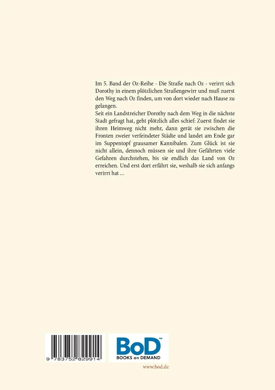 Rückseite: 9783752829914 | Die Straße nach Oz - Die Oz-Bücher Band 5 | L. Frank Baum | Buch