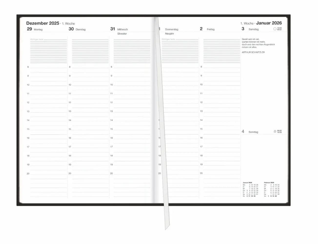 Bild: 9783756409914 | Terminer A6, Struktur schwarz 2026 | Heye | Buch | Bürokalender Heye