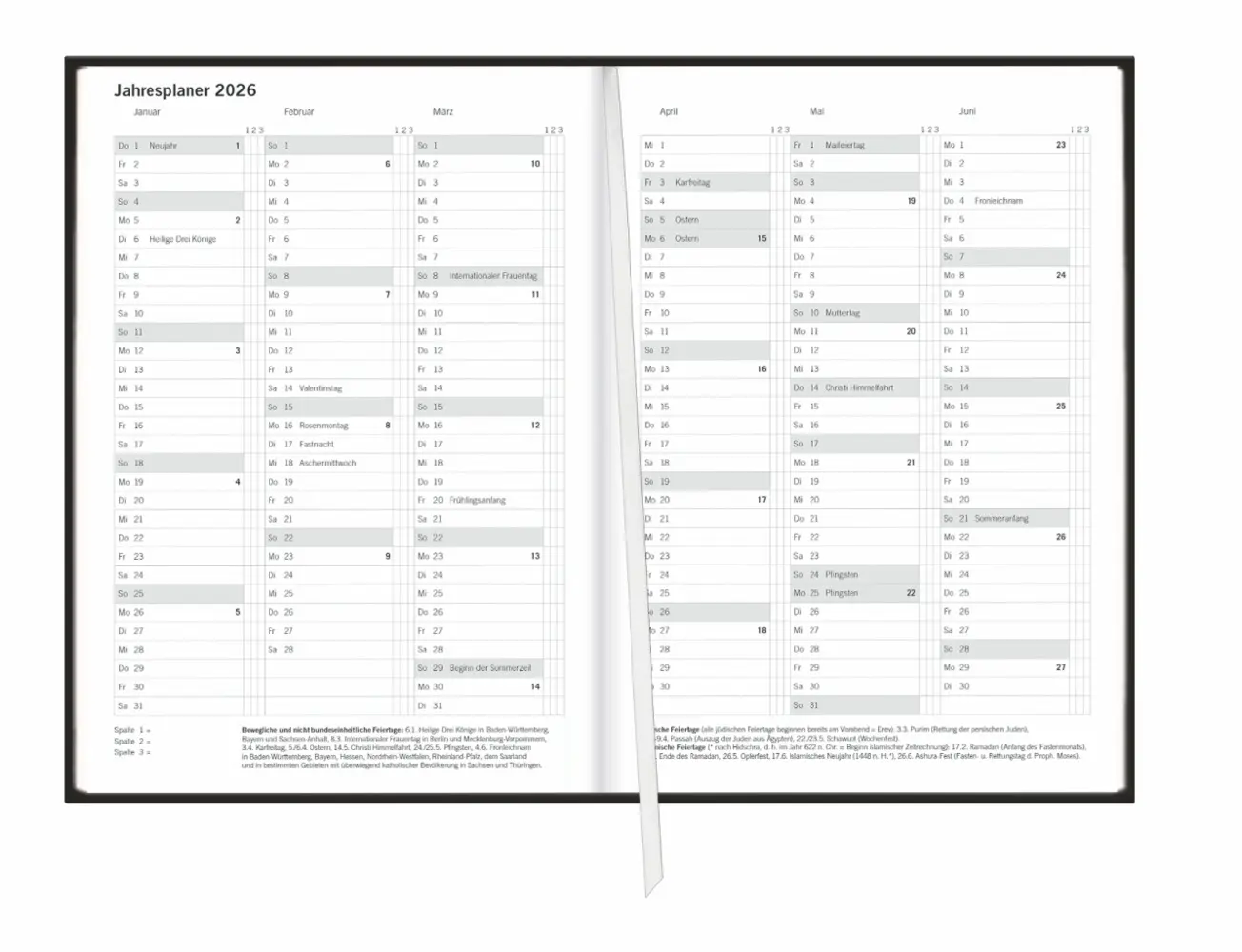 Bild: 9783756409914 | Terminer A6, Struktur schwarz 2026 | Heye | Buch | Bürokalender Heye