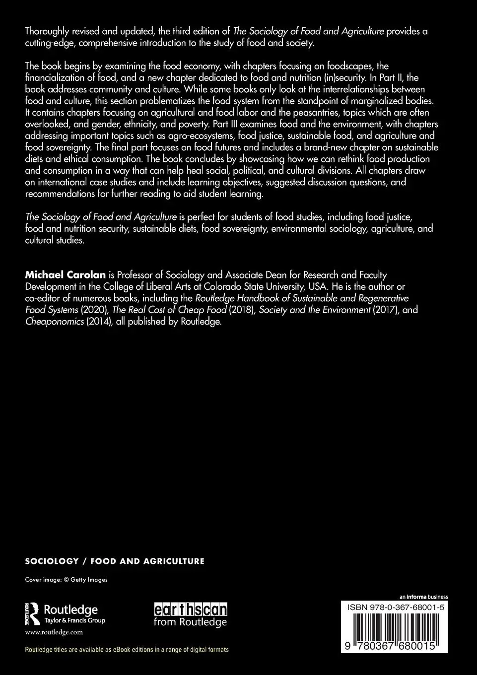 Rückseite: 9780367680015 | The Sociology of Food and Agriculture | Michael Carolan | Taschenbuch