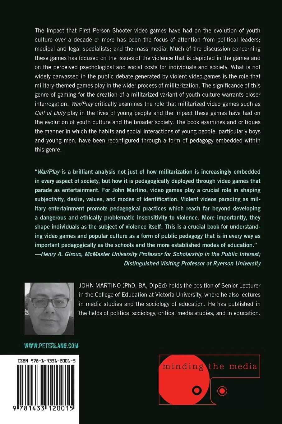 Rückseite: 9781433120015 | War/Play | Video Games and the Militarization of Society | Martino