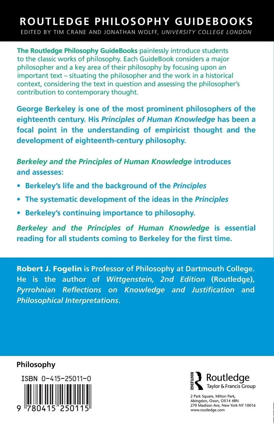 Rückseite: 9780415250115 | Routledge Philosophy GuideBook to Berkeley and the Principles of...