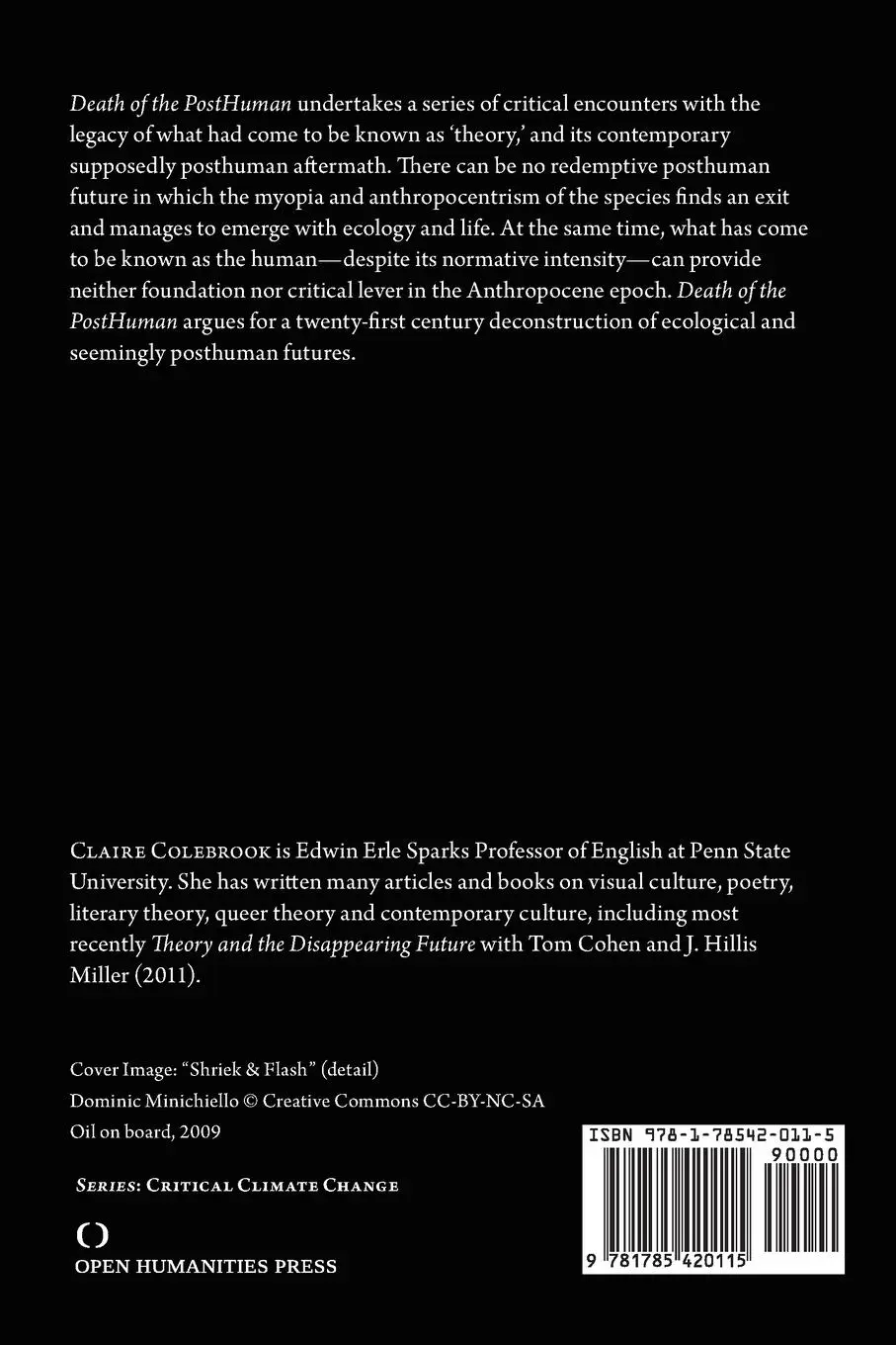 Rückseite: 9781785420115 | Death of the PostHuman | Essays on Extinction Vol. 1 | Colebrook