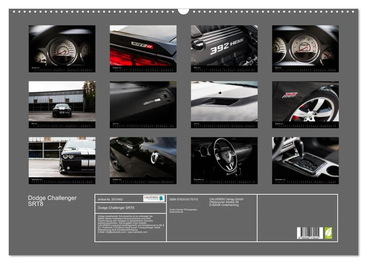 Bild: 9783516170115 | Dodge Challenger SRT8 (Wandkalender 2026 DIN A2 quer), CALVENDO...