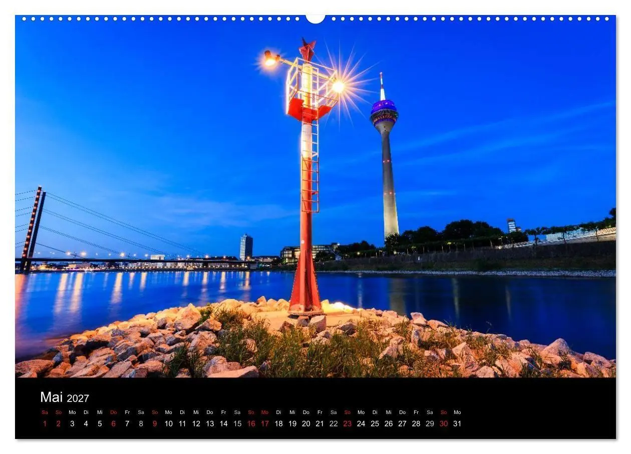 Bild: 9783594080115 | Düsseldorf bei Nacht (hochwertiger Premium Wandkalender 2027 DIN A2...