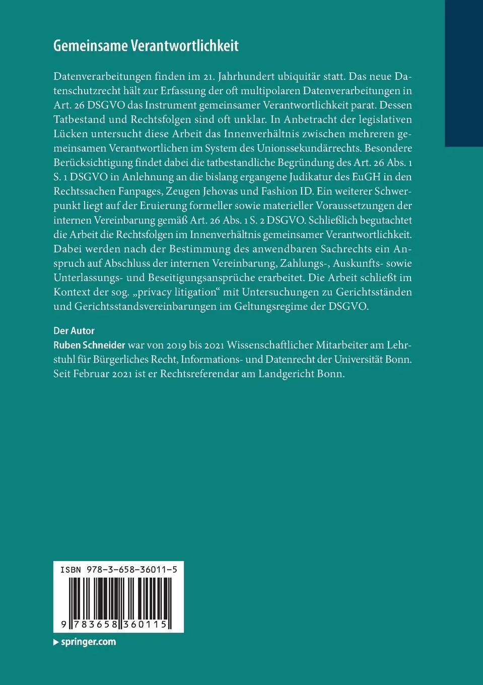 Rückseite: 9783658360115 | Gemeinsame Verantwortlichkeit | Ruben Schneider | Taschenbuch | XXII