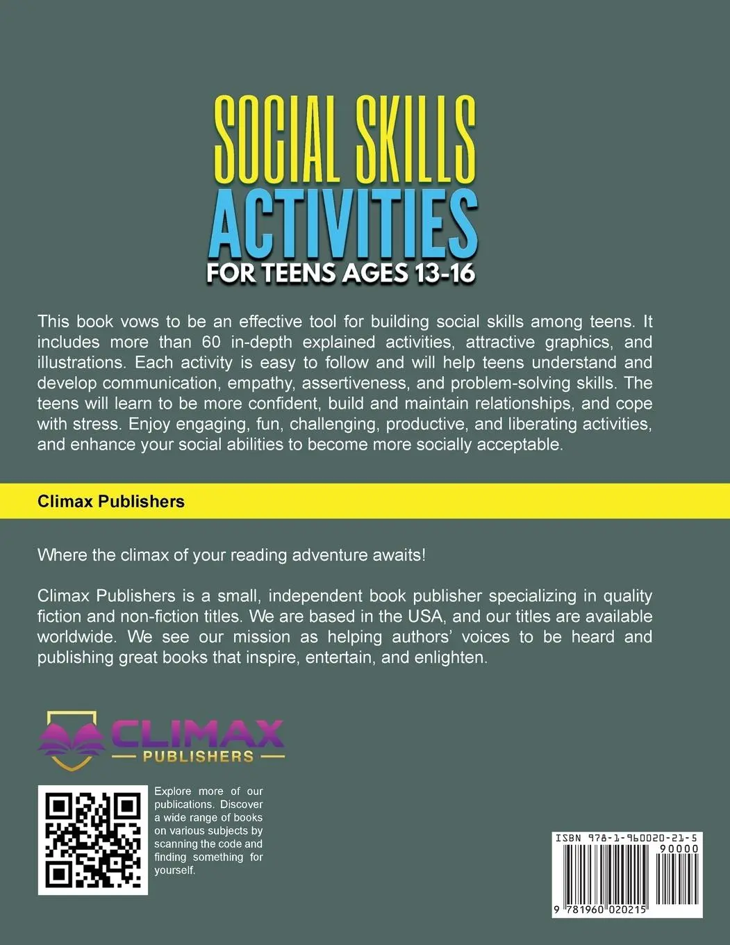 Rückseite: 9781960020215 | SOCIAL SKILLS ACTIVITIES FOR TEENS AGES 13-16 | J. Schmidt | Buch