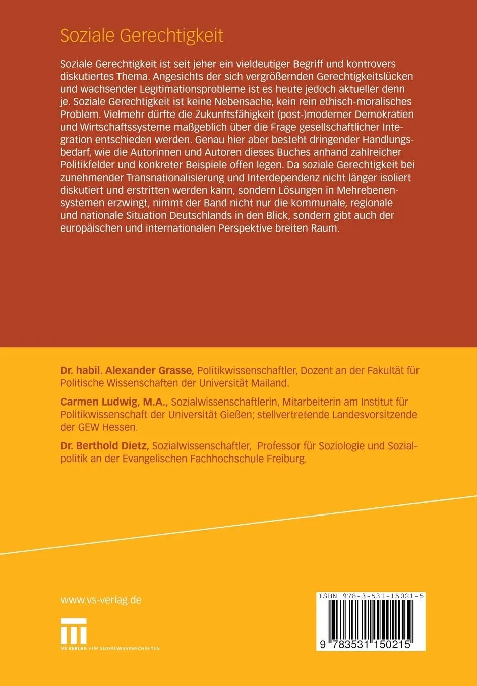 Rückseite: 9783531150215 | Soziale Gerechtigkeit | Alexander Grasse (u. a.) | Taschenbuch | 2006