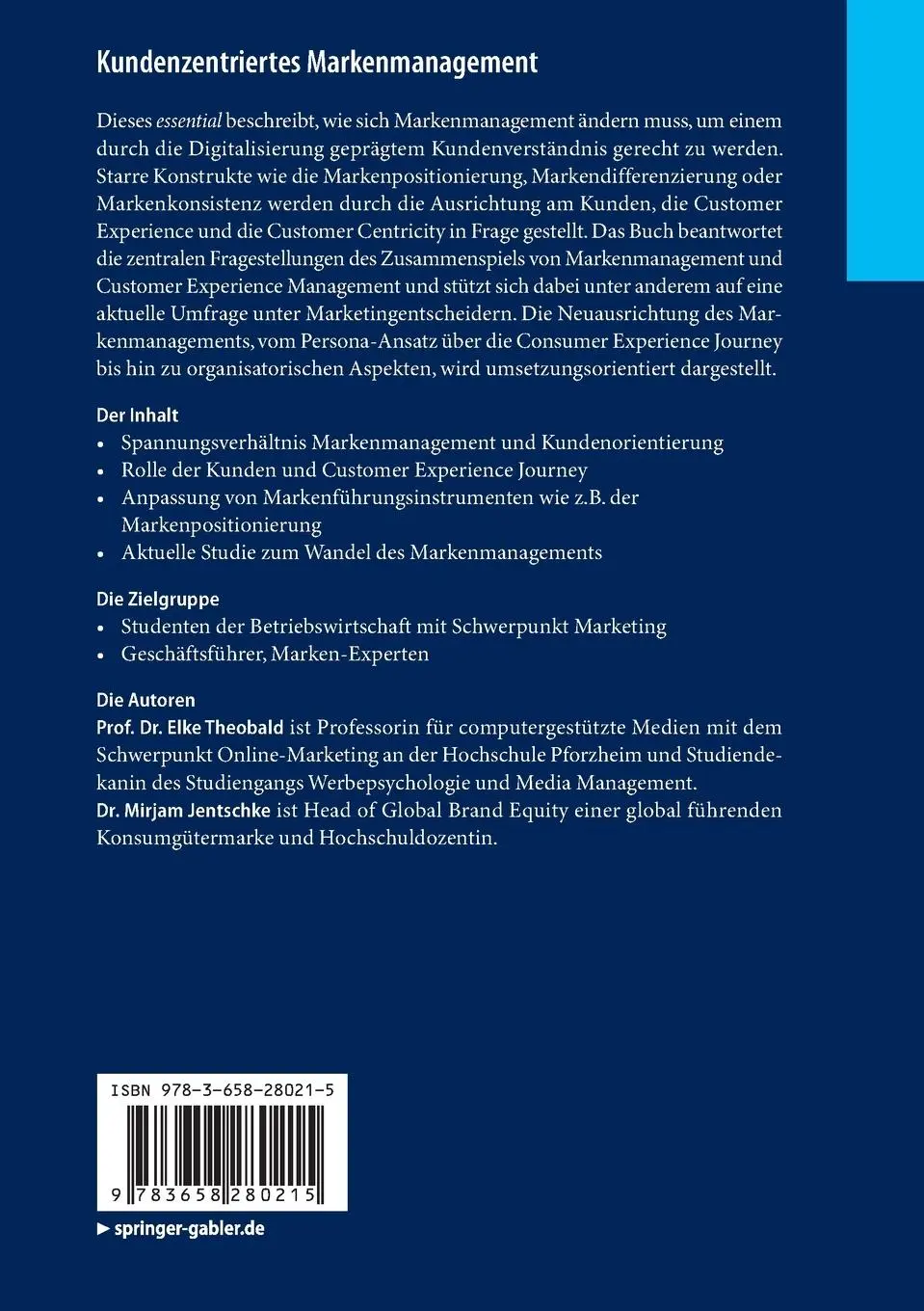 Rückseite: 9783658280215 | Kundenzentriertes Markenmanagement | Mirjam Jentschke (u. a.) | Buch