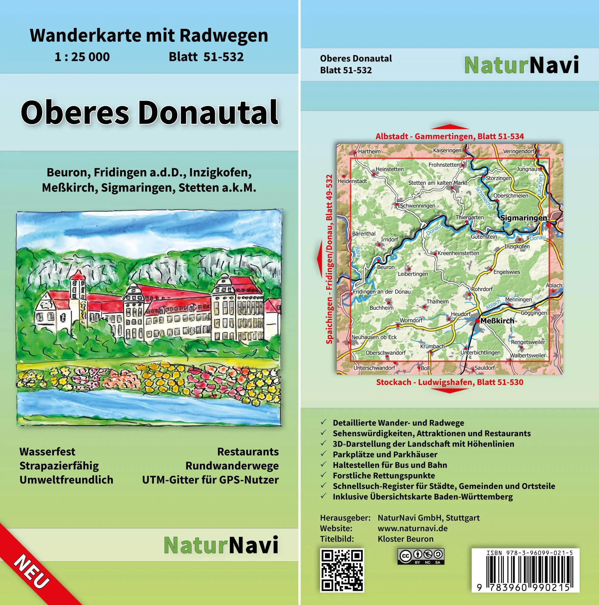 Cover: 9783960990215 | Oberes Donautal 1 : 25 000 Blatt 51-532 | (Land-)Karte | Deutsch