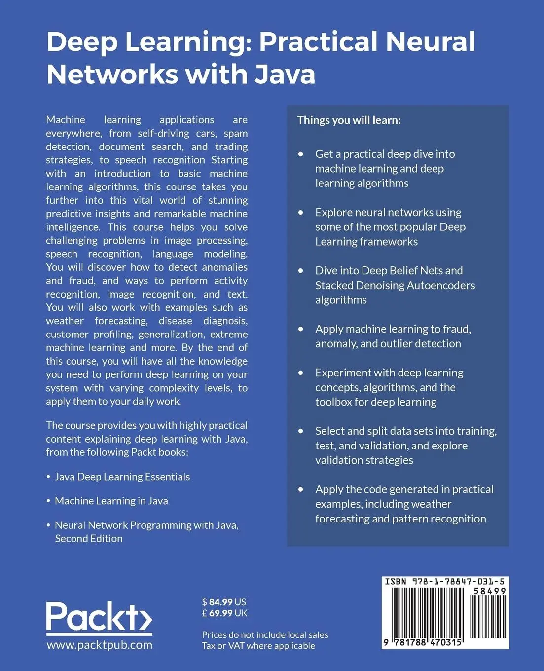Rückseite: 9781788470315 | Deep Learning | Yusuke Sugomori (u. a.) | Taschenbuch | Englisch