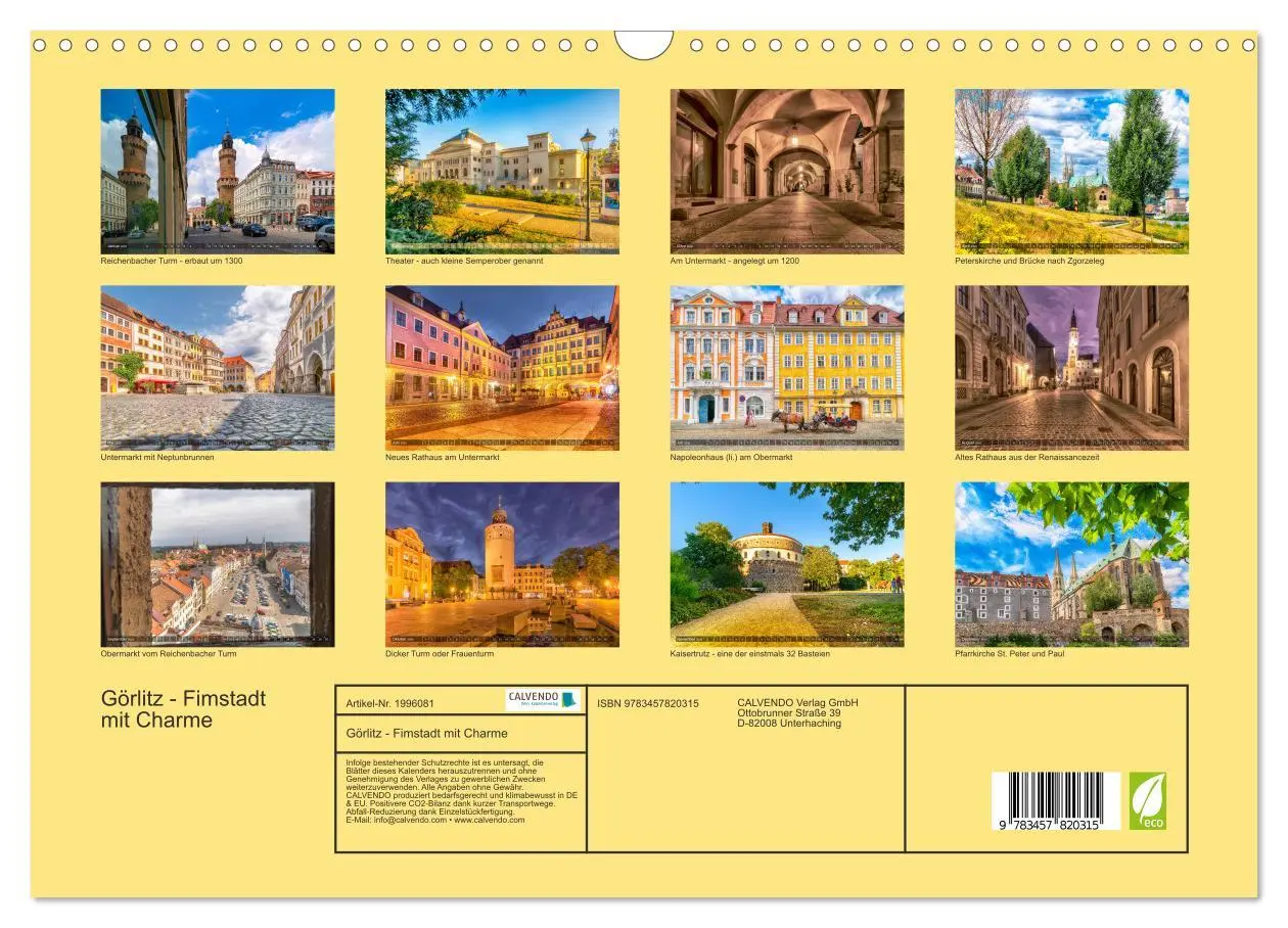Bild: 9783457820315 | Görlitz - Fimstadt mit Charme (Wandkalender 2026 DIN A3 quer),...