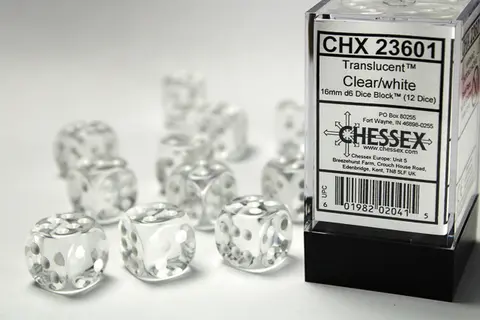 Cover: 601982020415 | Translucent 16mm d6 Clear/white Dice Block™ (12 dice) | deutsch