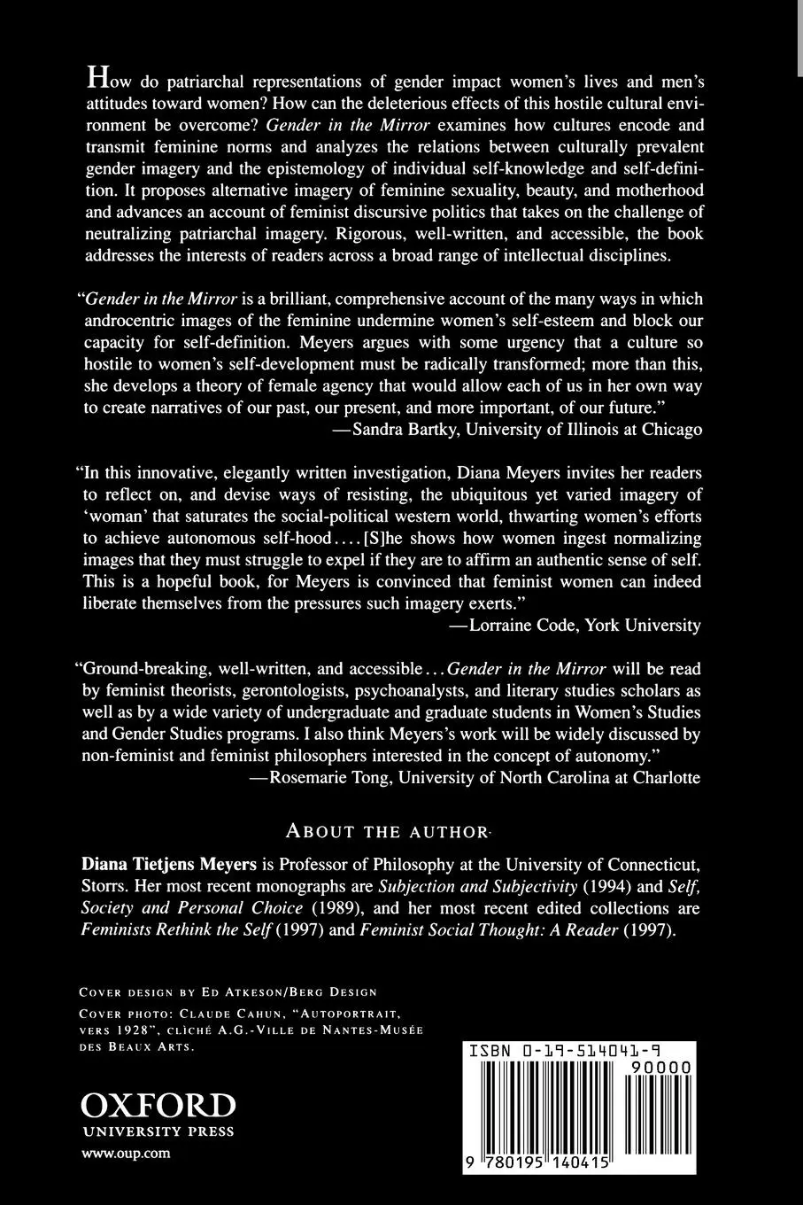 Rückseite: 9780195140415 | Gender in the Mirror | Cultural Imagery &amp; Women's Agency | Meyers