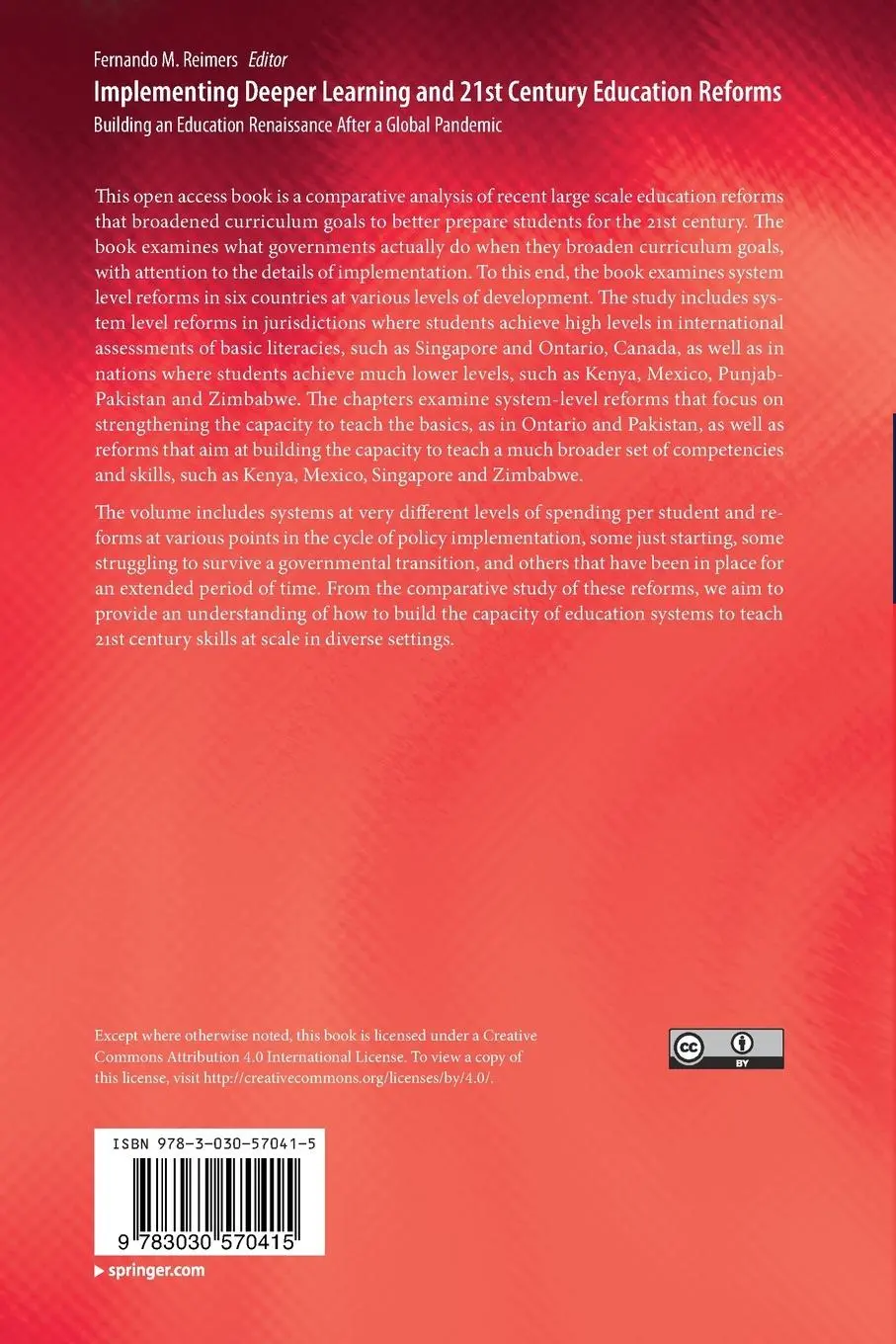 Rückseite: 9783030570415 | Implementing Deeper Learning and 21st Century Education Reforms | Buch
