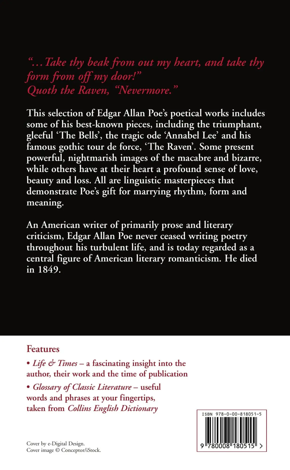 Rückseite: 9780008180515 | The Raven and Other Selected Poems | Edgar Allan Poe | Taschenbuch