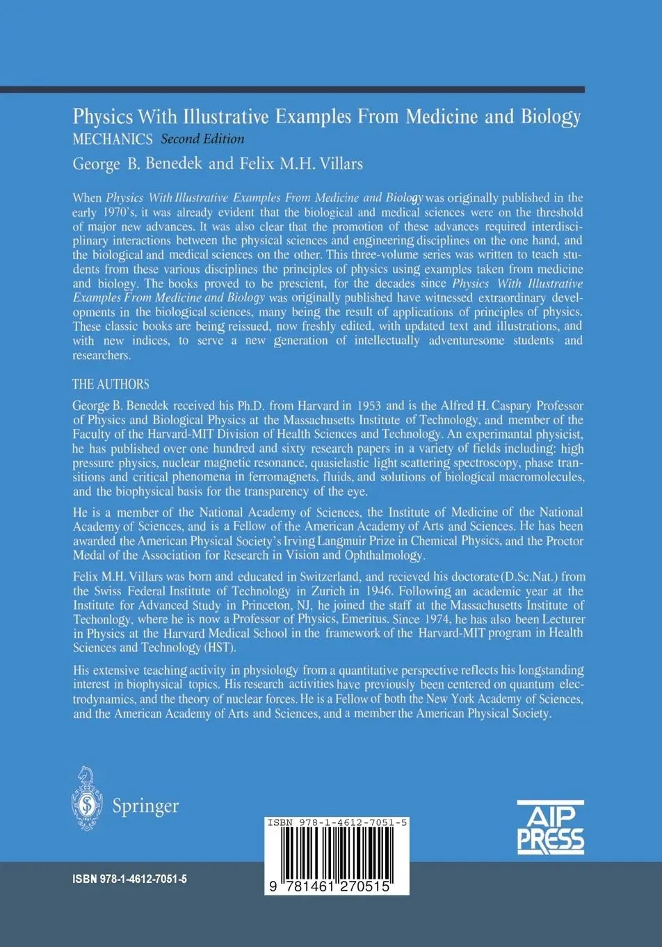 Rückseite: 9781461270515 | Physics With Illustrative Examples From Medicine and Biology | Buch