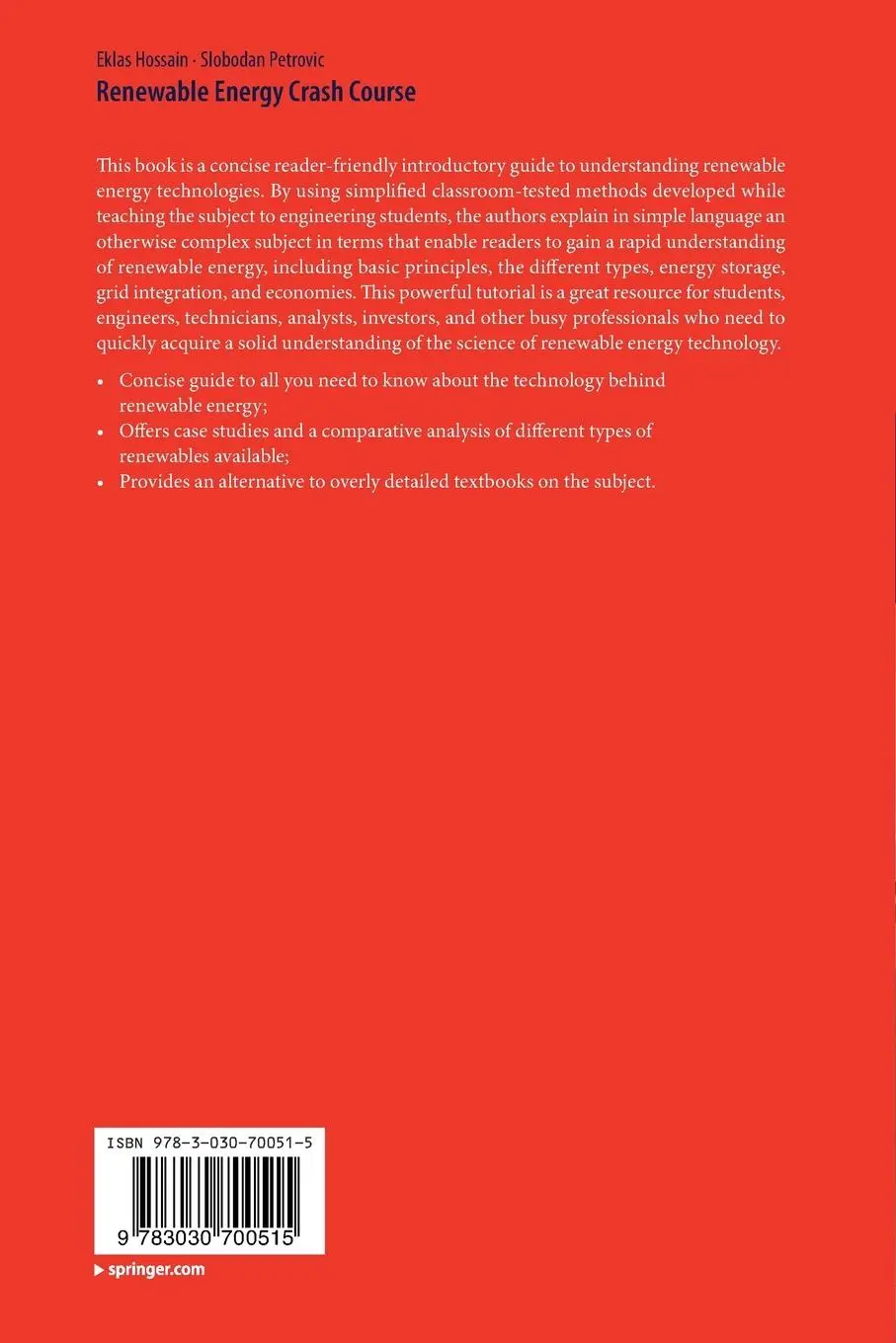 Rückseite: 9783030700515 | Renewable Energy Crash Course | A Concise Introduction | Taschenbuch