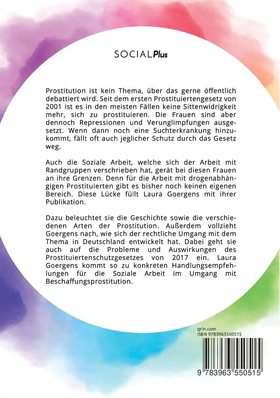 Rückseite: 9783963550515 | Beschaffungsprostitution als Problemfeld der Sozialen Arbeit....