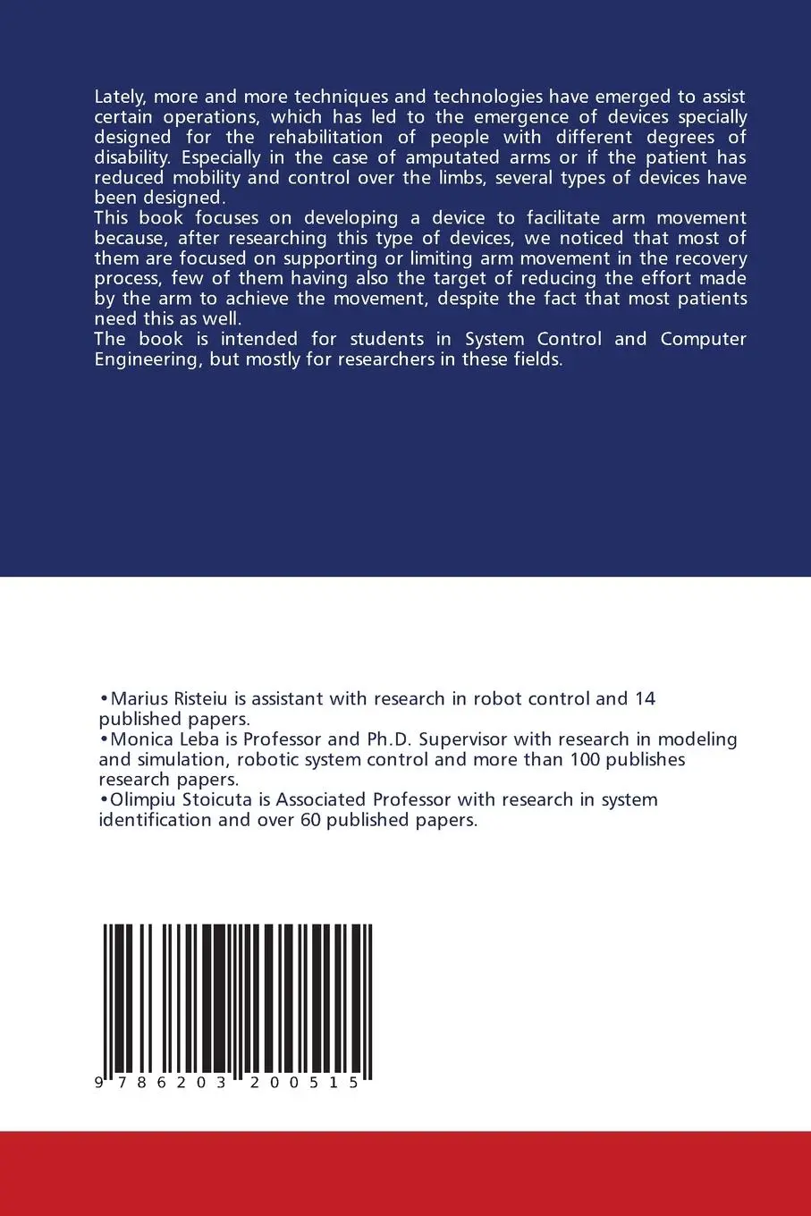 Rückseite: 9786203200515 | Exoskeleton Control System | Marius-Nicolae Risteiu (u. a.) | Buch