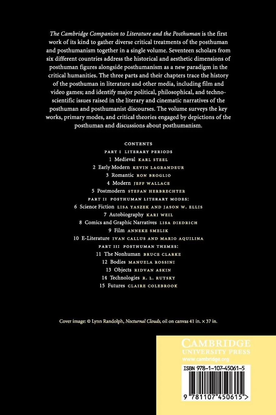 Rückseite: 9781107450615 | The Cambridge Companion to Literature and the Posthuman | Taschenbuch