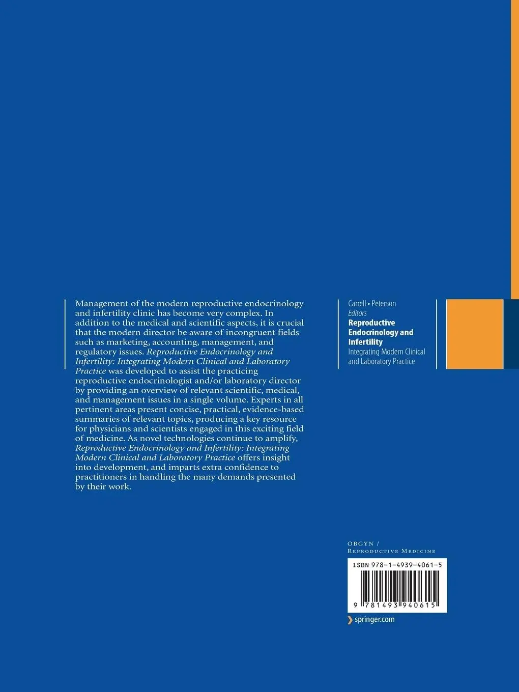 Rückseite: 9781493940615 | Reproductive Endocrinology and Infertility | Peterson (u. a.) | Buch