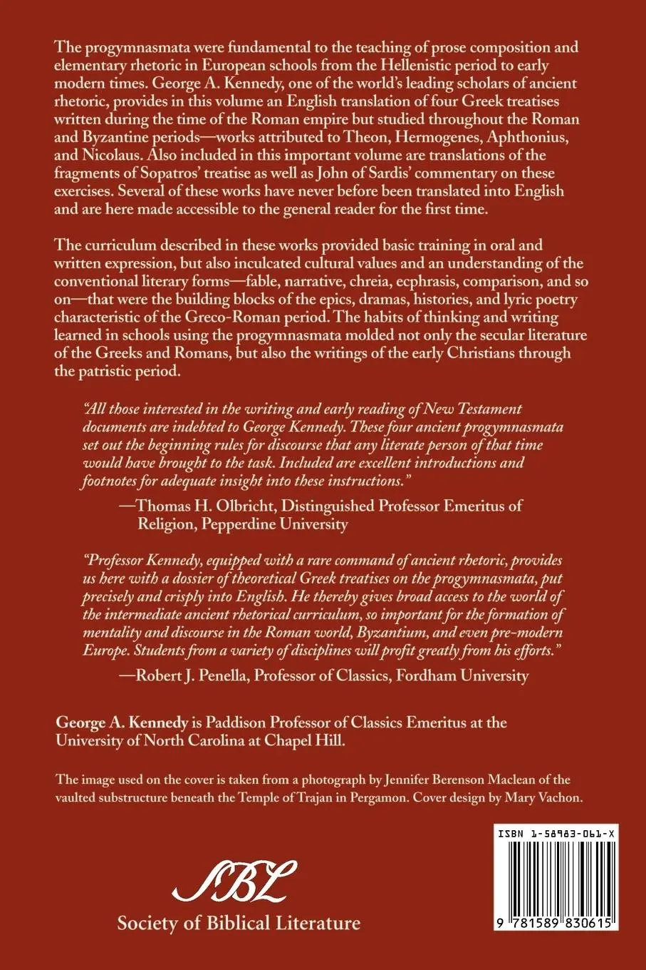 Rückseite: 9781589830615 | Progymnasmata | Greek Textbooks of Prose Composition and Rhetoric