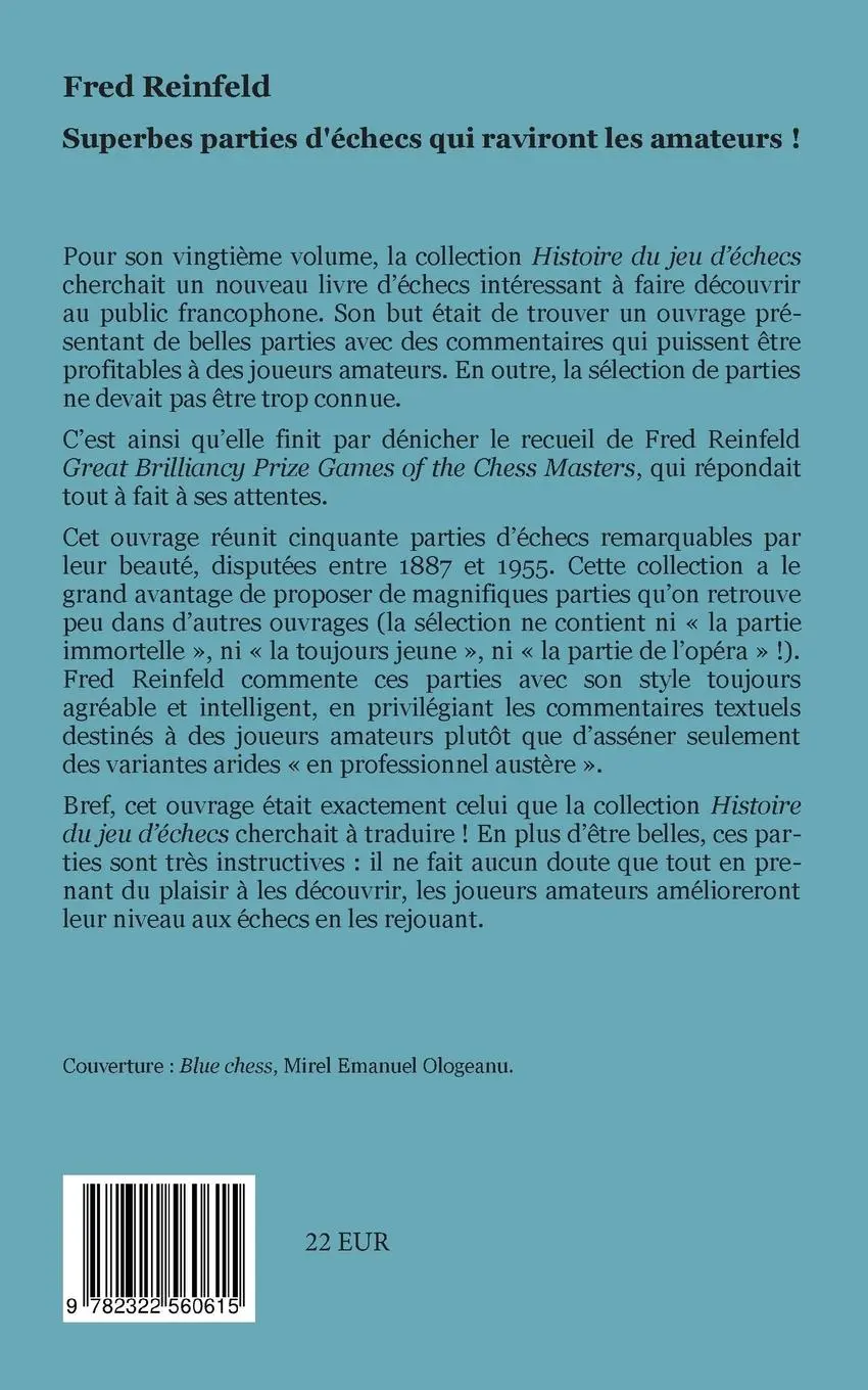 Rückseite: 9782322560615 | Superbes parties d'échecs qui raviront les amateurs ! | Fred Reinfeld