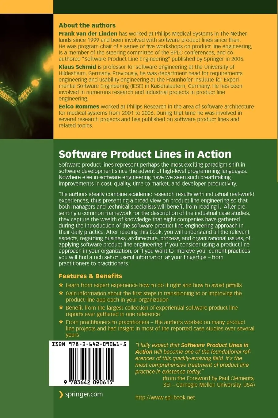Rückseite: 9783642090615 | Software Product Lines in Action | Frank J. van der Linden (u. a.)