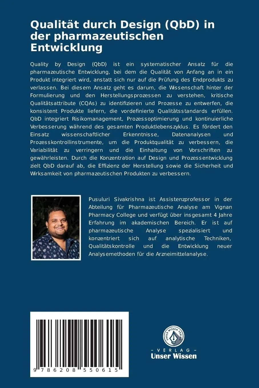 Rückseite: 9786208550615 | Qualität durch Design (QbD) in der pharmazeutischen Entwicklung | Buch